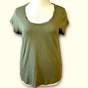 Social Standard Sanctuary Cap Short Sleeve T Shirt Top Scoop Neck Size XXL Green